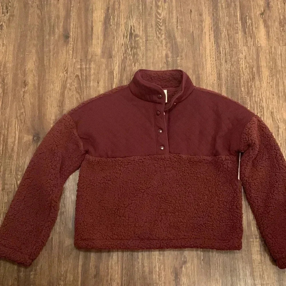 Thereabouts Girls Quarter Snap Jacket Fleece Pullover Burgundy NWT